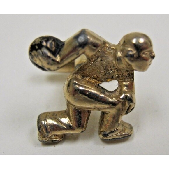 Vintage MOD 1960s Bowling Bowler Men's Cuff Links & Tie Clasp Clip Set Rare - Picture 4 of 7